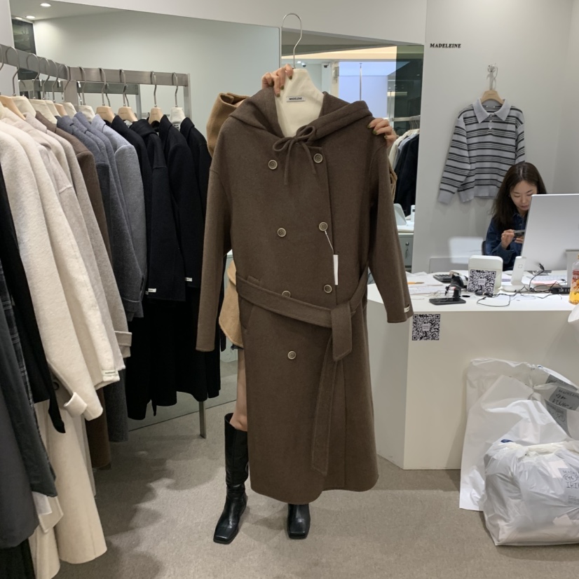 MADELEINE東大門直郵女裝新款休閑熱賣中長款大衣含腰帶羊絨MADELEINE中長款大衣圖色2
