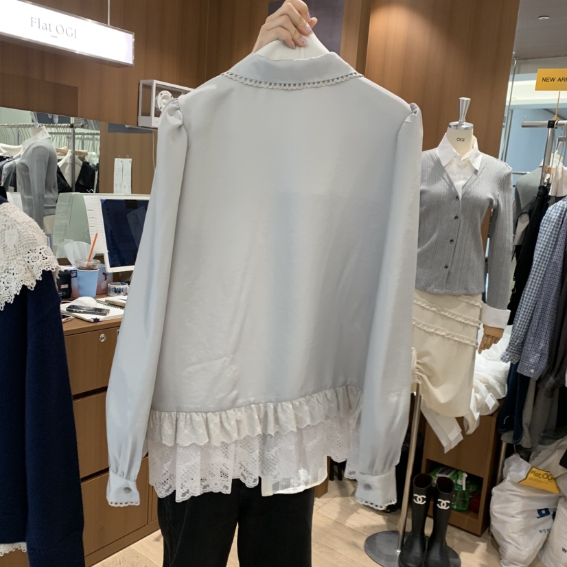 FLAT OGI韓國直郵女士新款推薦休閑人氣真品時尚襯衫蕾絲衫FLat OGI襯衫/蕾絲衫