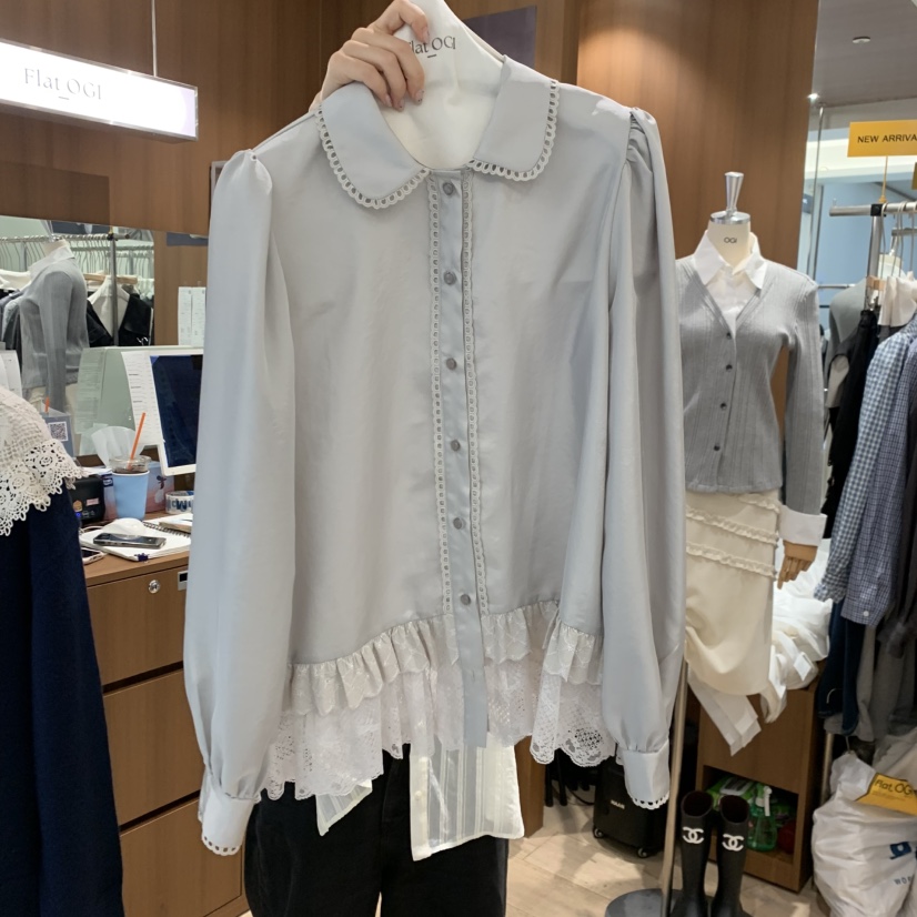 FLAT OGI韓國直郵女士新款推薦休閑人氣真品時尚襯衫蕾絲衫FLat OGI襯衫/蕾絲衫圖色1