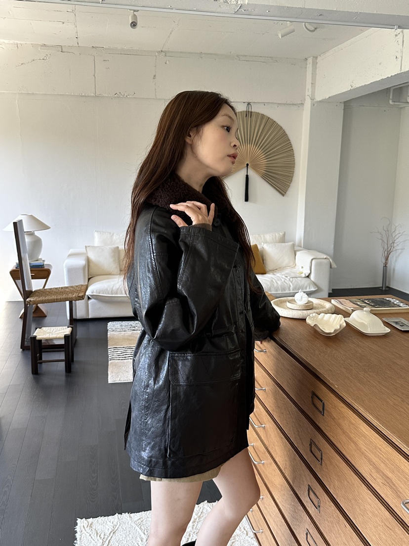 NDE東大門實拍女士新品真品熱賣推薦人氣時尚休閑皮衣羊皮鵝BOHEME_NDE皮衣