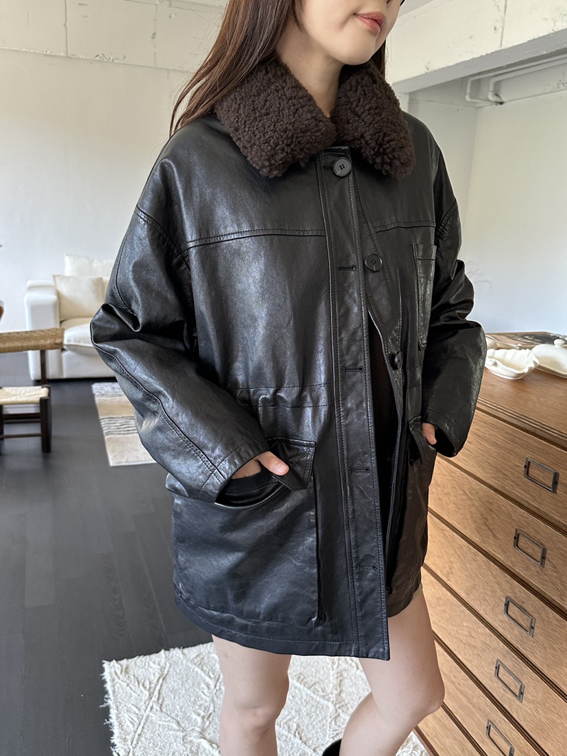 NDE東大門實拍女士新品真品熱賣推薦人氣時尚休閑皮衣羊皮鵝BOHEME_NDE皮衣