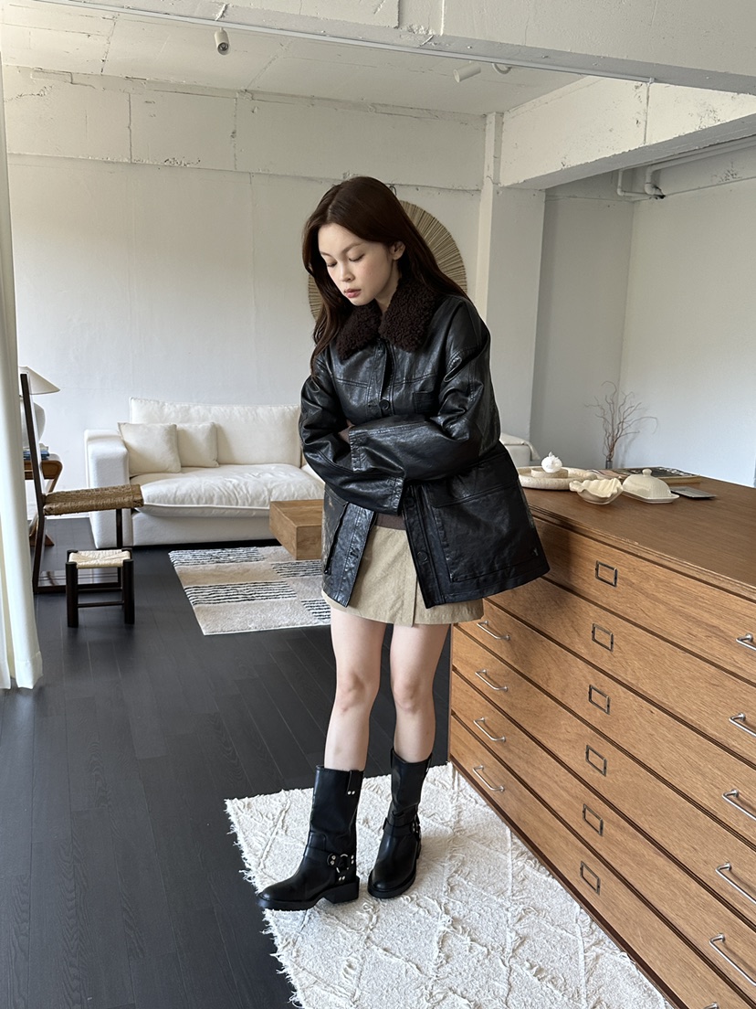 NDE東大門實拍女士新品真品熱賣推薦人氣時尚休閑皮衣羊皮鵝BOHEME_NDE皮衣