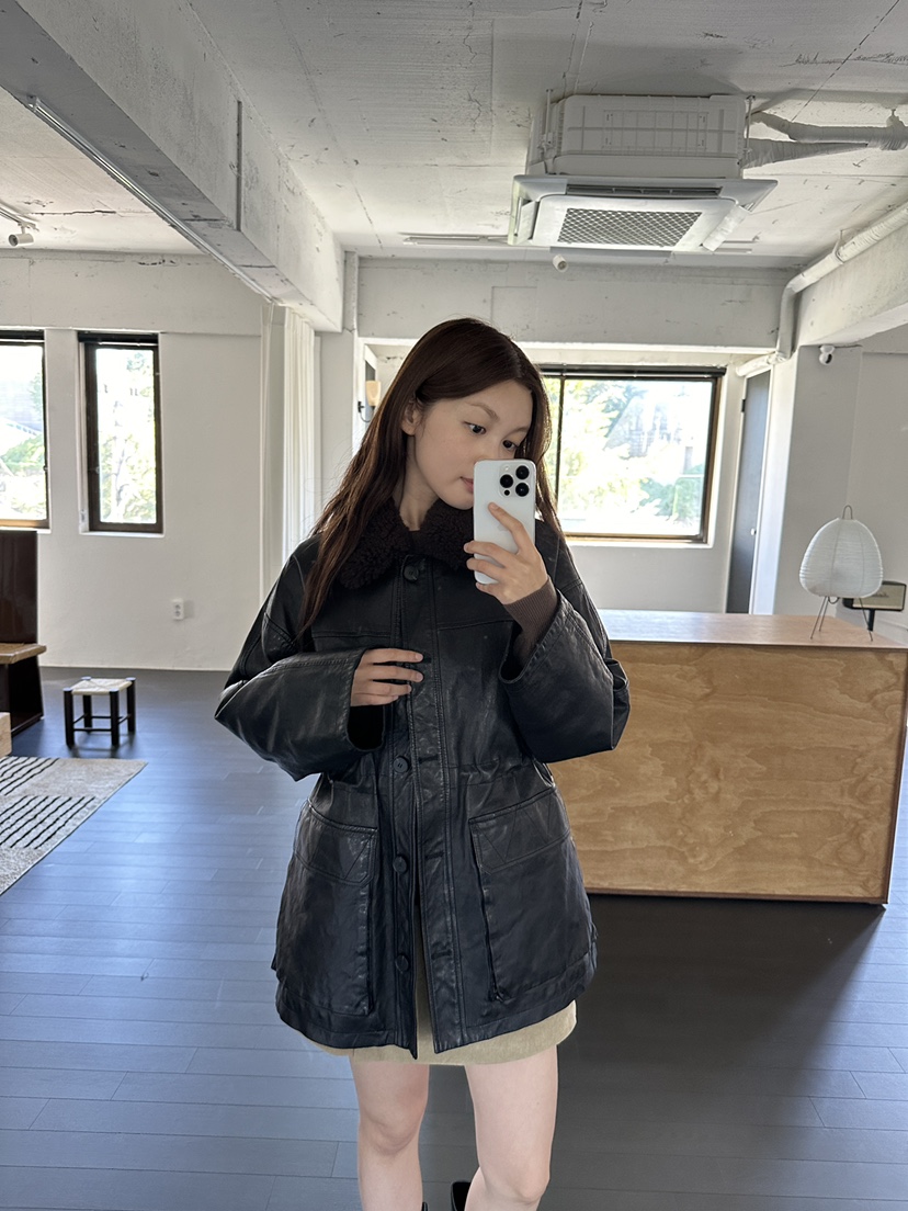 NDE東大門實拍女士新品真品熱賣推薦人氣時尚休閑皮衣羊皮鵝BOHEME_NDE皮衣