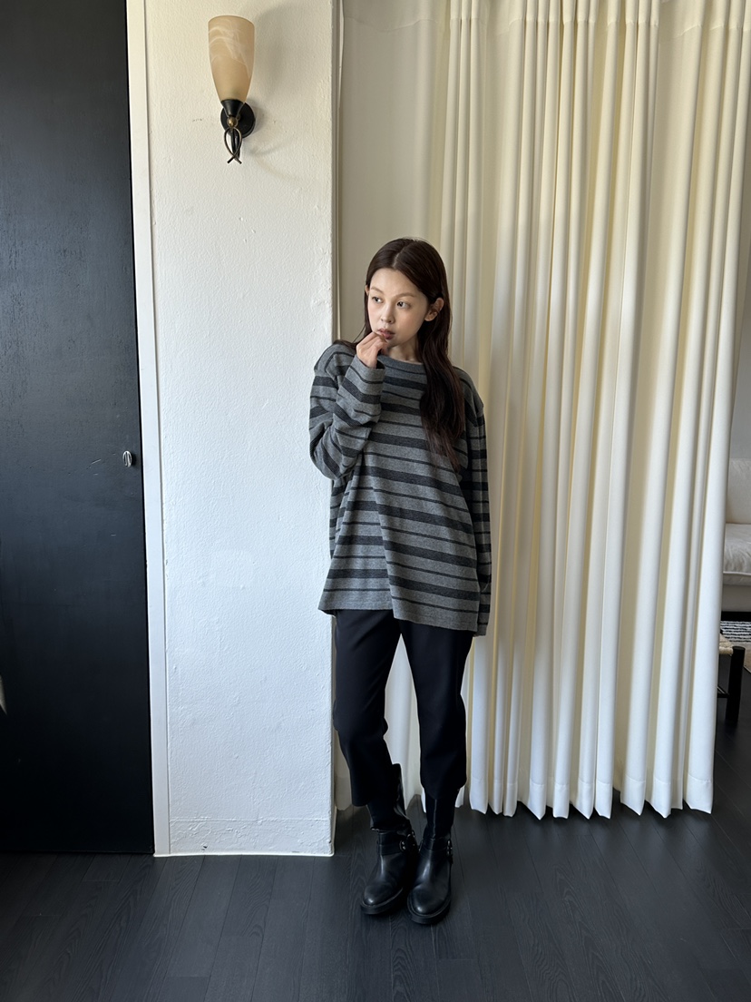 NDE東大門代購女士新品真品時尚推薦熱賣人氣針織衫填充條紋BOHEME_NDE針織衫