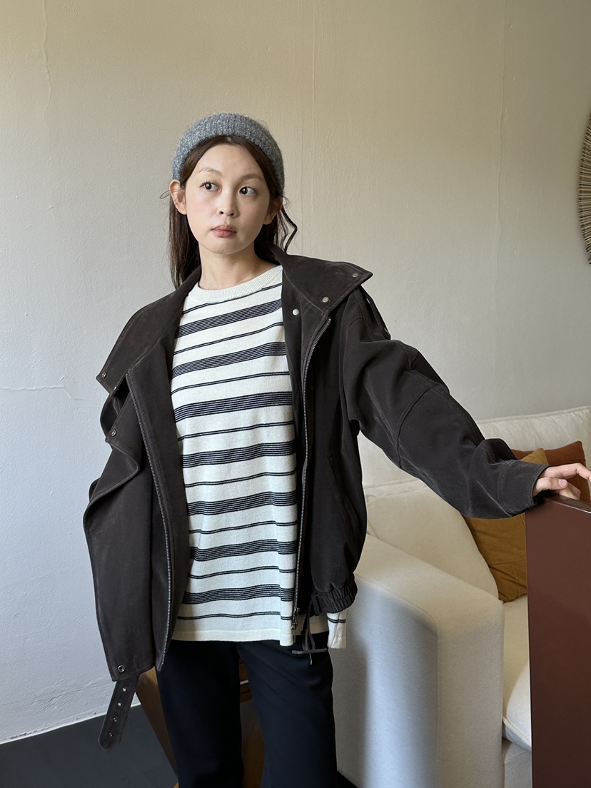 NDE東大門代購女士新品真品時尚推薦熱賣人氣針織衫填充條紋BOHEME_NDE針織衫