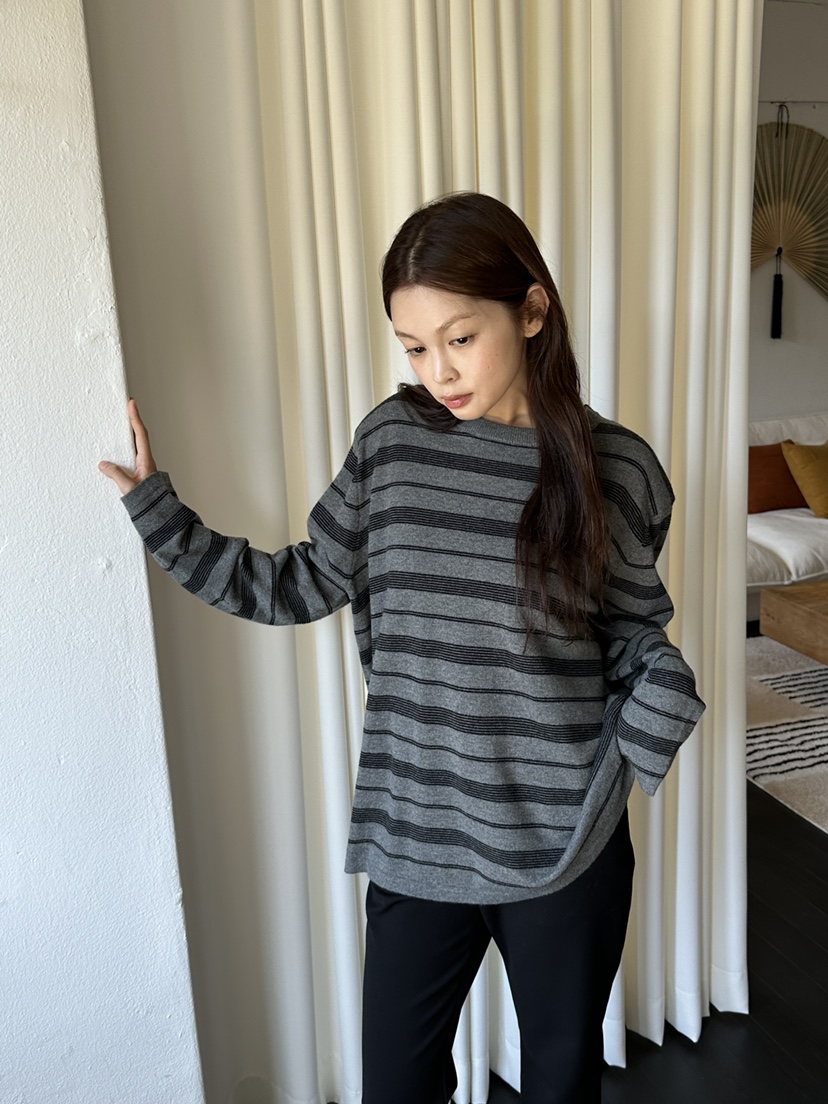 NDE東大門代購女士新品真品時尚推薦熱賣人氣針織衫填充條紋BOHEME_NDE針織衫圖色2