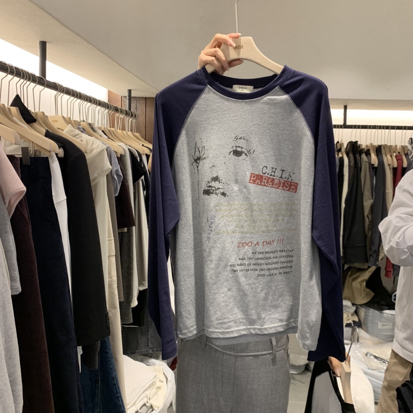 ONDA韓國代購女士新品真品人氣休閑時尚熱賣推薦長袖T恤ONDA長袖T恤圖色2深藍色