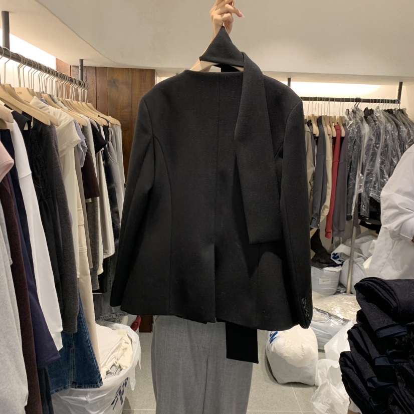 ONDA東大門直郵女裝新品熱賣人氣推薦時尚短款大衣含圍巾ONDA短款大衣