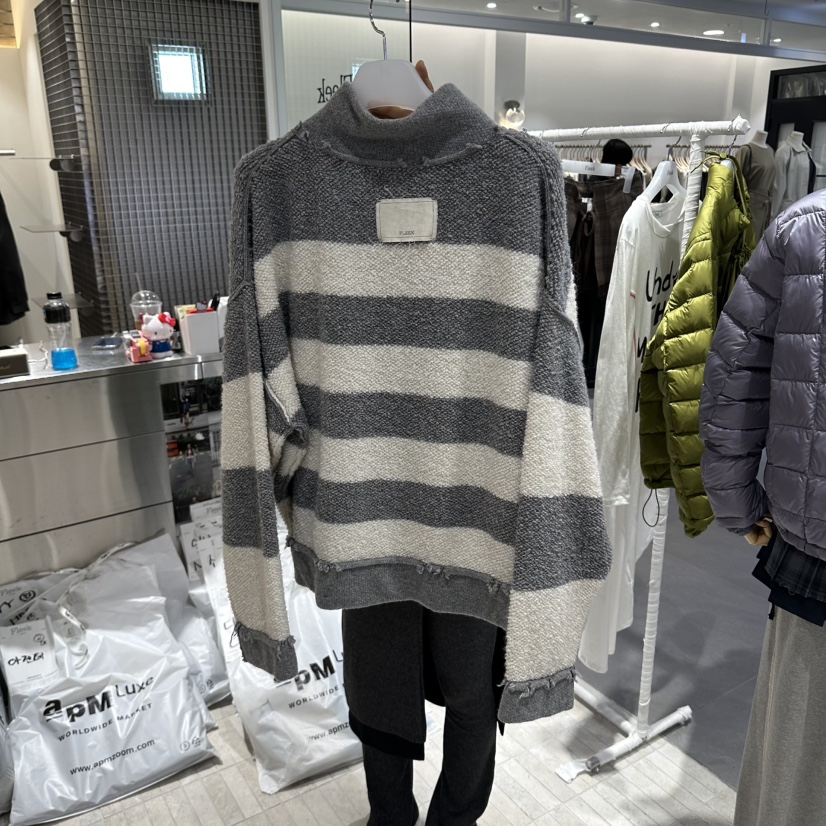 FLEEK東大門實拍女士新品人氣真品熱賣時尚針織衫兩面穿條紋Fleek針織衫