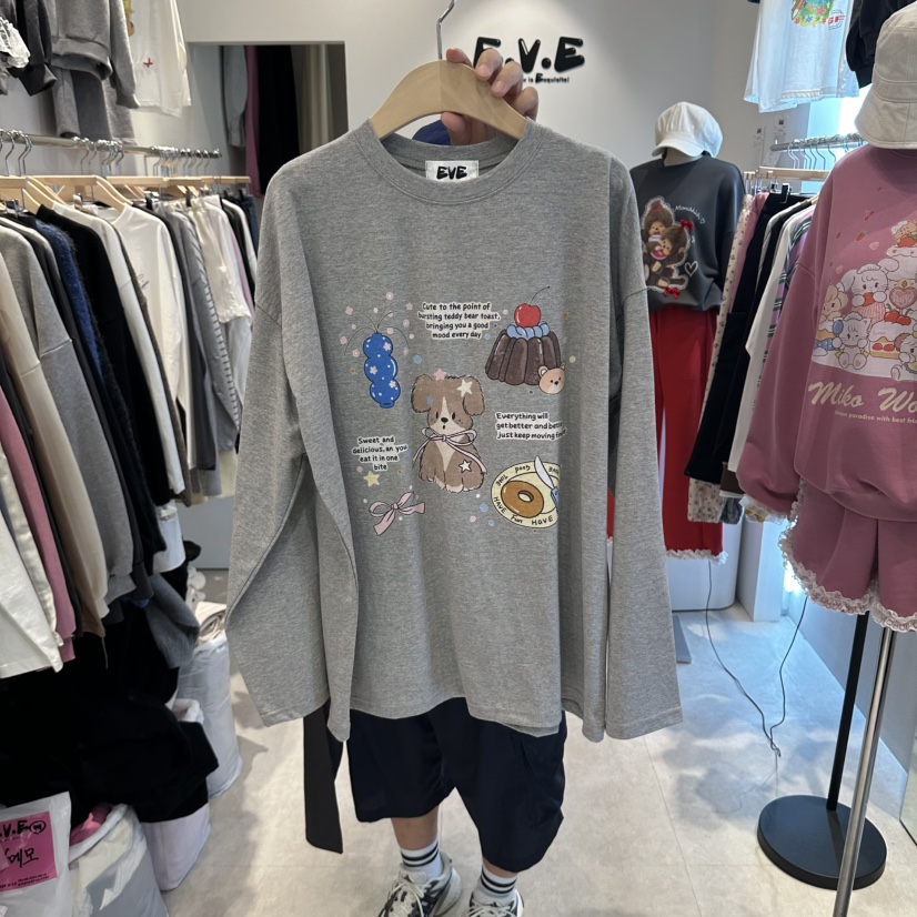 EVE東大門代購女士新品真品休閑人氣時尚熱賣推薦長袖T恤EVE長袖T恤圖色2