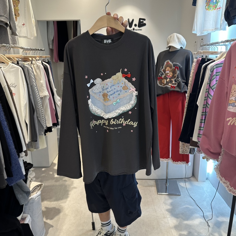 EVE韓國直郵女裝新品時尚人氣熱賣休閑真品推薦長袖T恤EVE長袖T恤圖色3