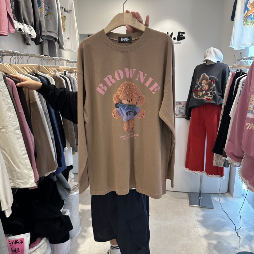 EVE東大門直郵女裝新品熱賣推薦真品時尚人氣休閑長袖T恤EVE長袖T恤圖色2