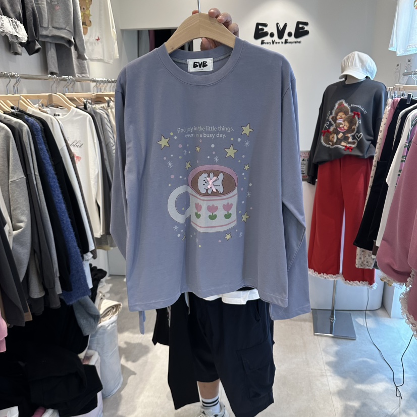EVE韓國直郵女裝新款時尚熱賣真品推薦人氣休閑長袖T恤EVE長袖T恤圖色2