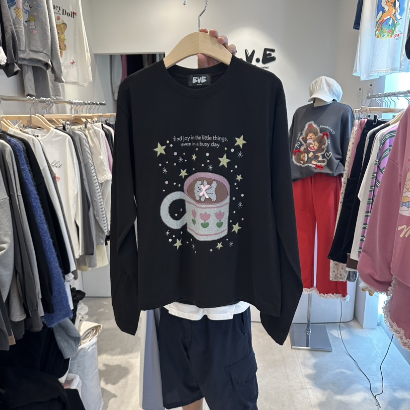 EVE韓國直郵女裝新款時尚熱賣真品推薦人氣休閑長袖T恤EVE長袖T恤圖色3
