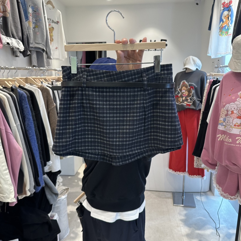 EVE東大門實拍女士新品真品時尚人氣熱賣推薦休閑裙褲格子EVE裙褲