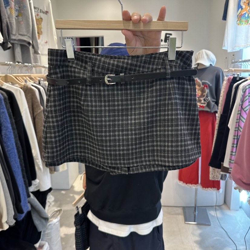 EVE東大門實拍女士新品真品時尚人氣熱賣推薦休閑裙褲格子EVE裙褲圖色1黑色