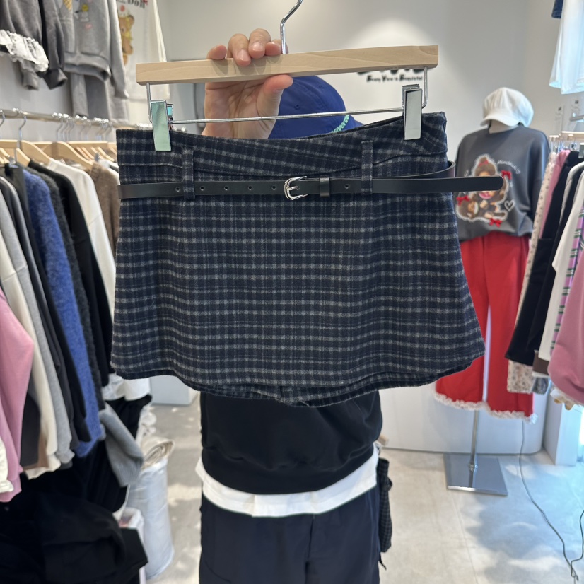 EVE東大門實拍女士新品真品時尚人氣熱賣推薦休閑裙褲格子EVE裙褲圖色2深藍色