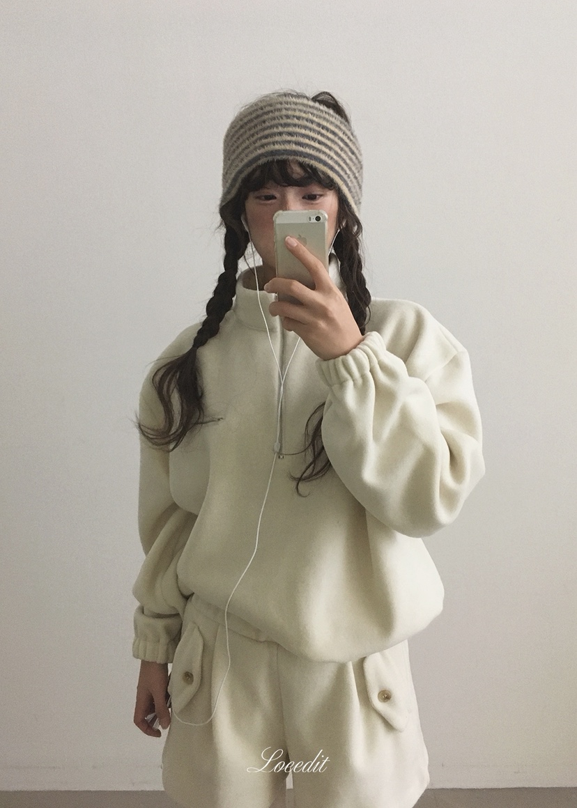 LOEEDIT韓國代購女士新款推薦熱賣時尚真品休閑衛衣半拉鏈LOEEDIT衛衣