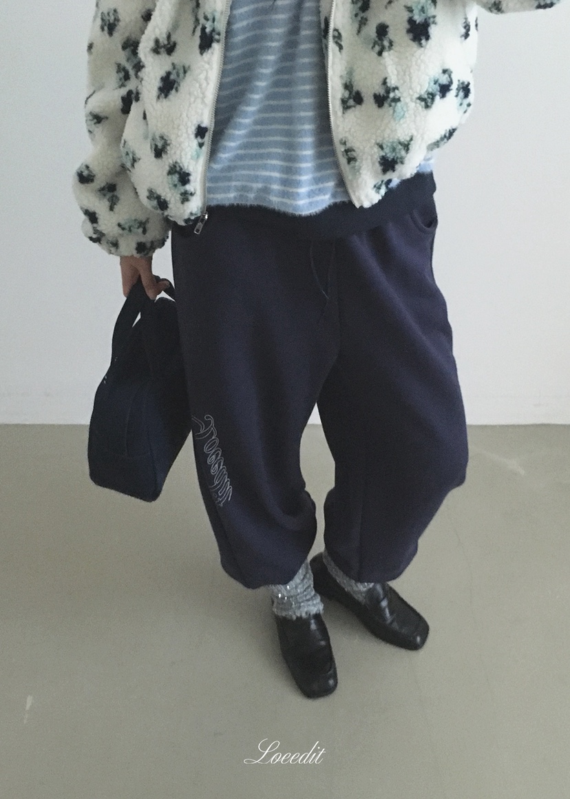LOEEDIT韓國直郵女裝新款推薦人氣熱賣休閑休閑褲抓絨運動LOEEDIT休閑褲