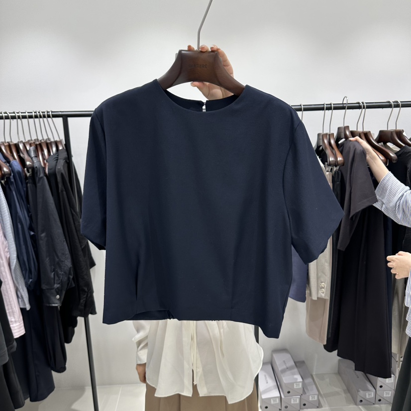 MATIERE東大門代購女士新品熱賣時尚真品人氣休閑襯衫蕾絲衫MATIERE襯衫/蕾絲衫圖色1藏藍色