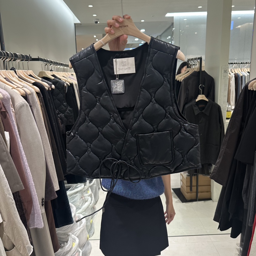 2ND GATE韓國代購女裝新品推薦真品熱賣休閑人氣馬甲絎縫絨2ND GATE馬甲圖色2
