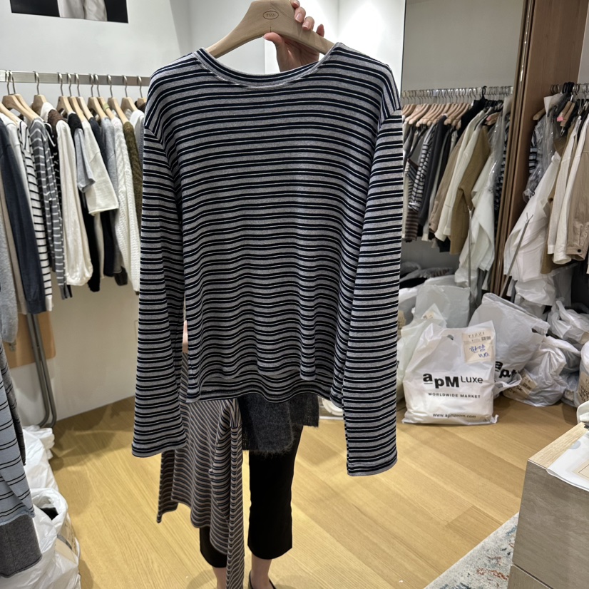 TIZZI韓國直郵女裝新款真品熱賣推薦人氣休閑時尚長袖T恤TIZZI長袖T恤圖色2灰色