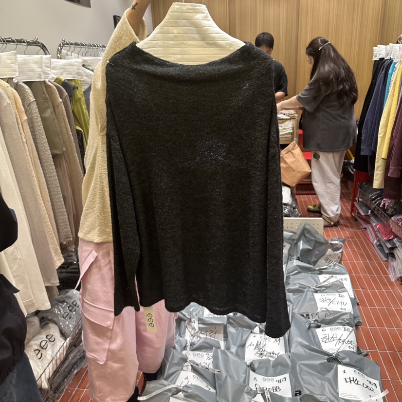 EEE韓國直郵女士新品真品人氣推薦時尚熱賣休閑針織衫不對稱EEE針織衫
