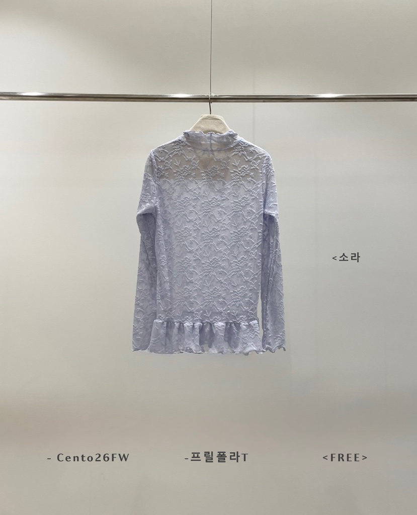 CENTO韓國直郵女士新款真品熱賣休閑襯衫蕾絲衫荷葉邊高領CENTO襯衫/蕾絲衫圖色3