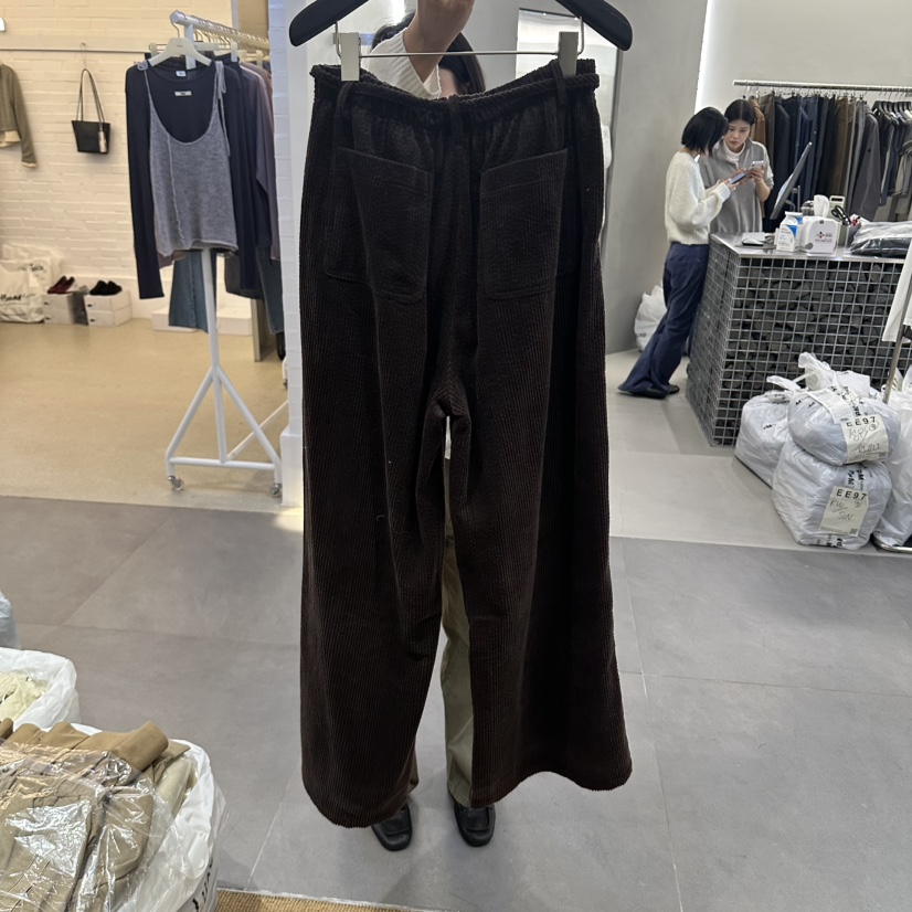 GARDEN LAYER東大門實拍女士新款休閑休閑褲含腰繩燈芯絨褶裥GARDEN LAYER休閑褲