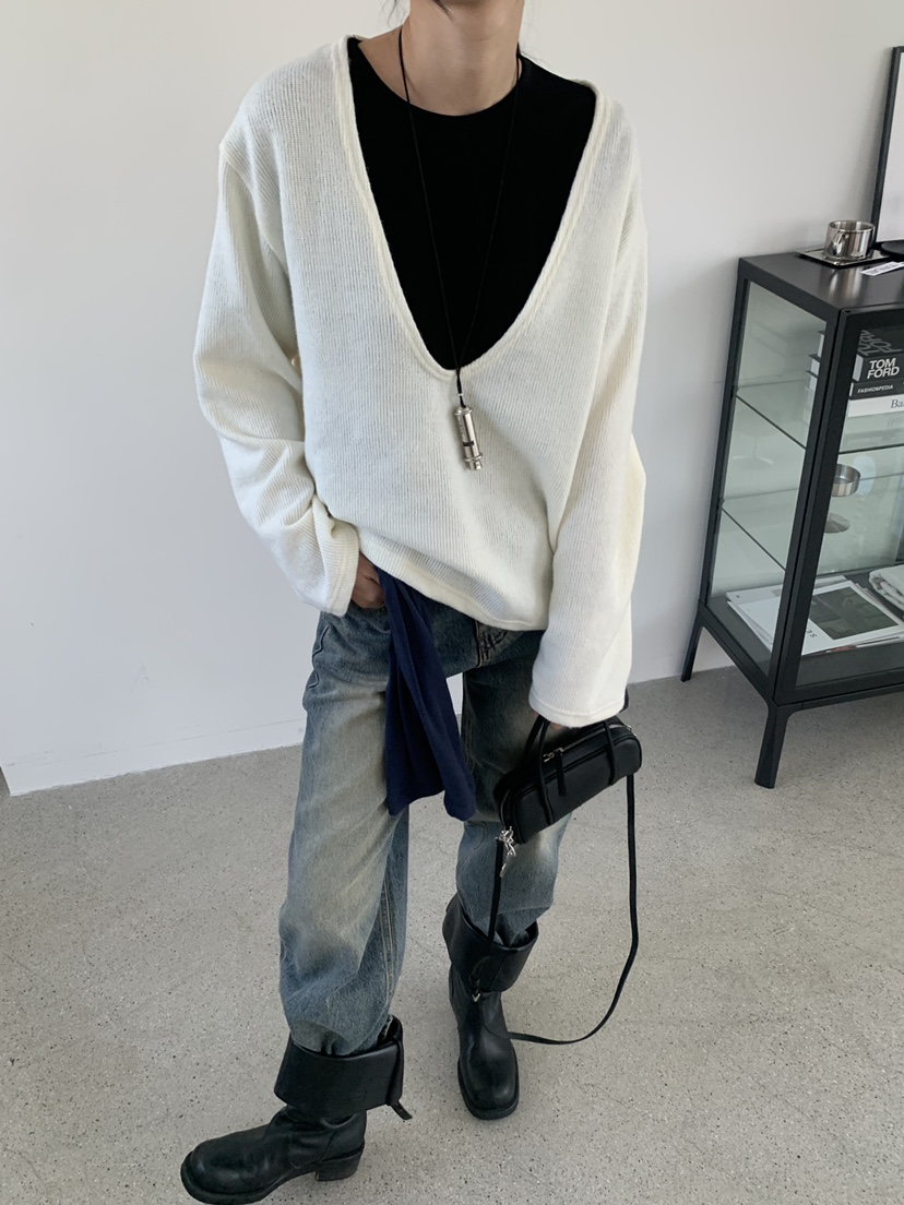 TRUE韓國直郵女裝新品休閑熱賣推薦時尚真品人氣針織衫深VTRUE針織衫
