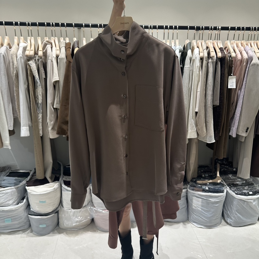 2ND GATE韓國直郵女裝新品休閑熱賣人氣襯衫蕾絲衫含腰帶2ND GATE襯衫/蕾絲衫圖色3淺棕色