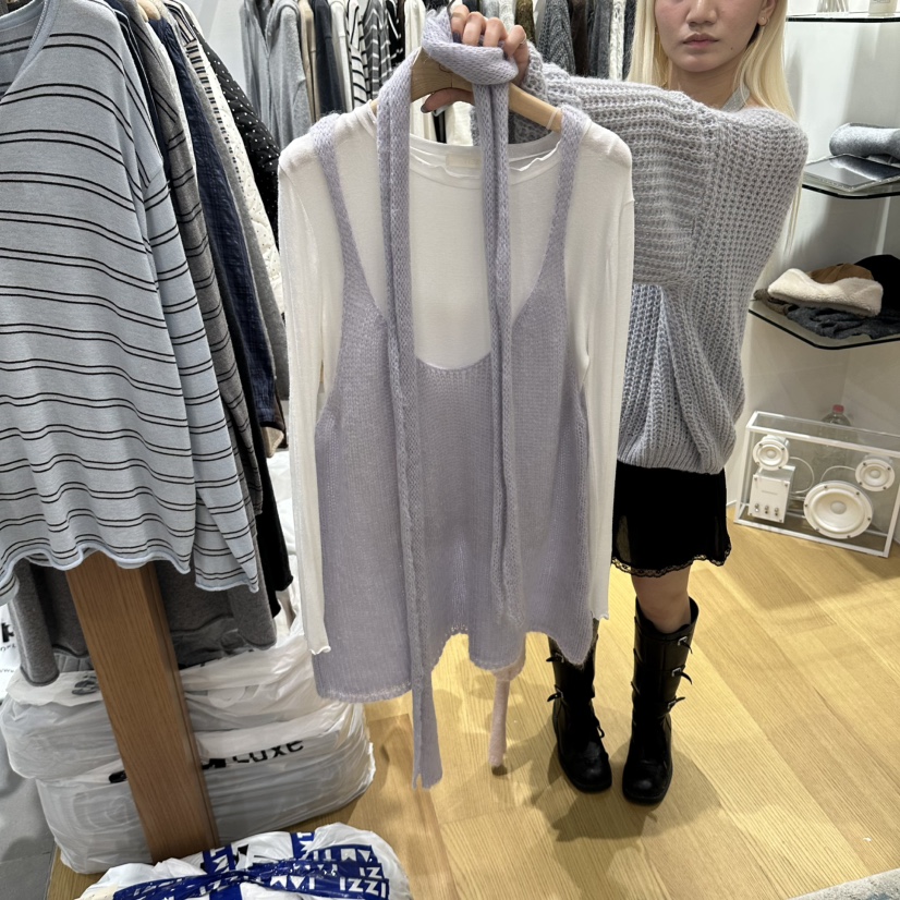 TIZZI東大門代購女士新品休閑熱賣吊帶背心不含內搭含圍巾TIZZI吊帶/背心圖色2