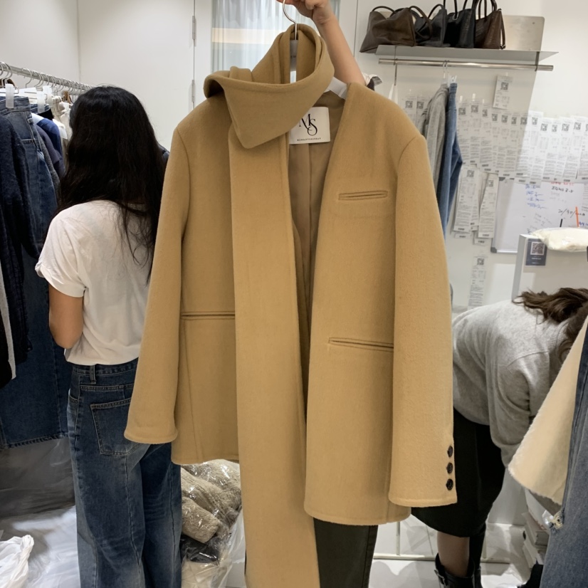 MONDAY TO SUNDAY東大門直郵女裝新款時尚短款大衣含圍巾MONDAY TO SUNDAY短款大衣圖色1