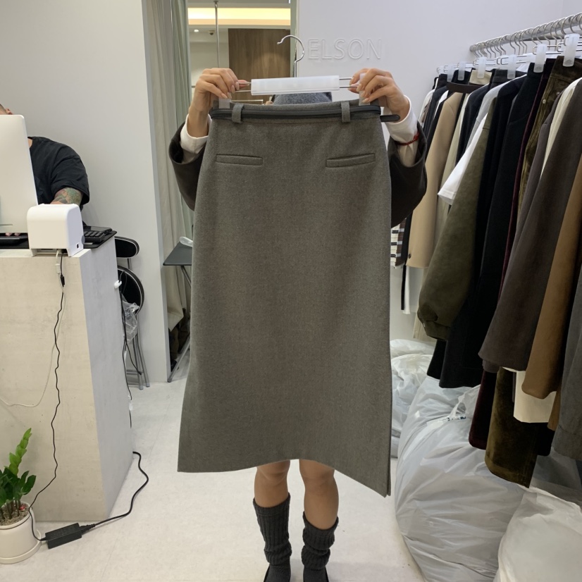 ELSON韓國代購女裝新款休閑真品人氣時尚熱賣長裙不含腰帶ELSON長裙