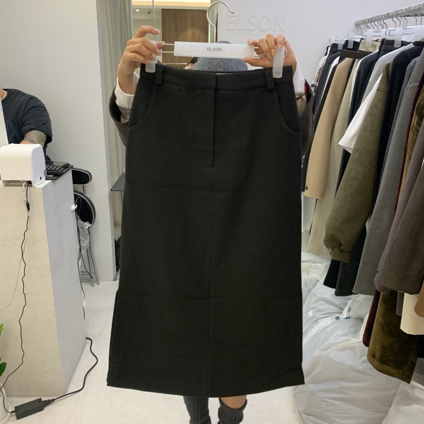ELSON韓國代購女裝新款休閑真品人氣時尚熱賣長裙不含腰帶ELSON長裙圖色2