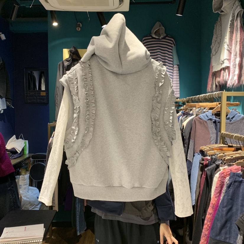 MERCI LINDA東大門代購女裝新款人氣吊帶背心不含內搭連帽衫褶邊MERCI LINDA吊帶/背心