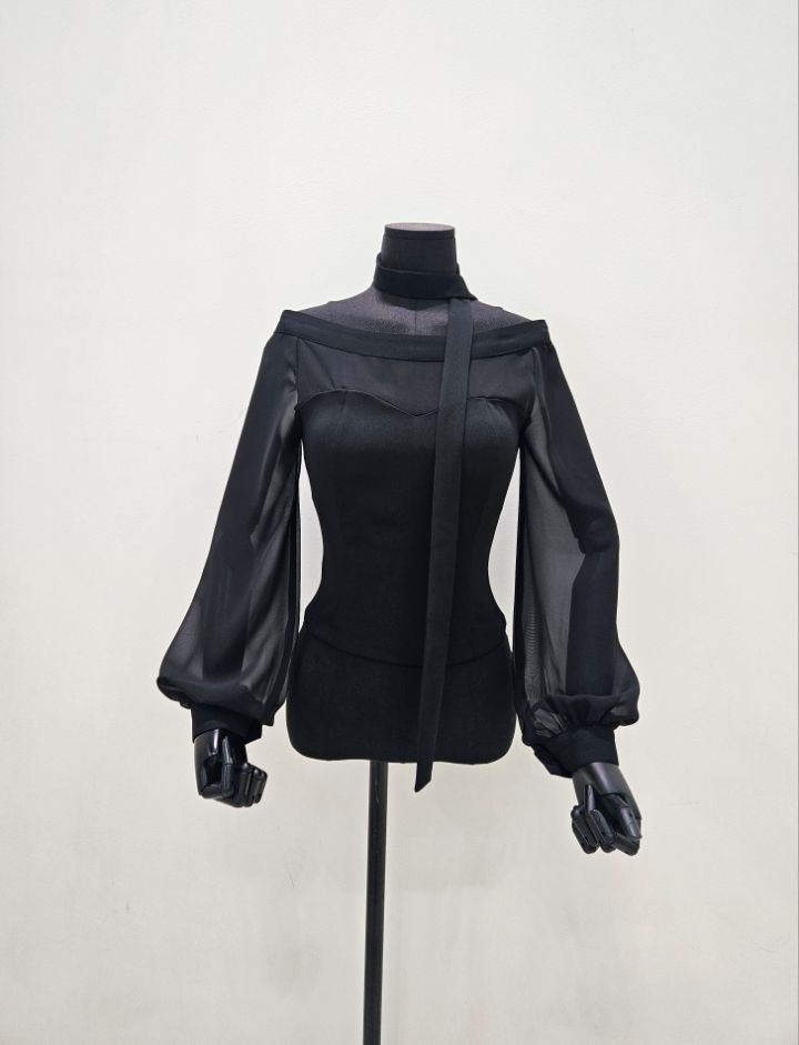 HIGH HEELS韓國直郵女士新品推薦熱賣真品襯衫蕾絲衫含脖帶HIGH HEELS襯衫/蕾絲衫圖色2