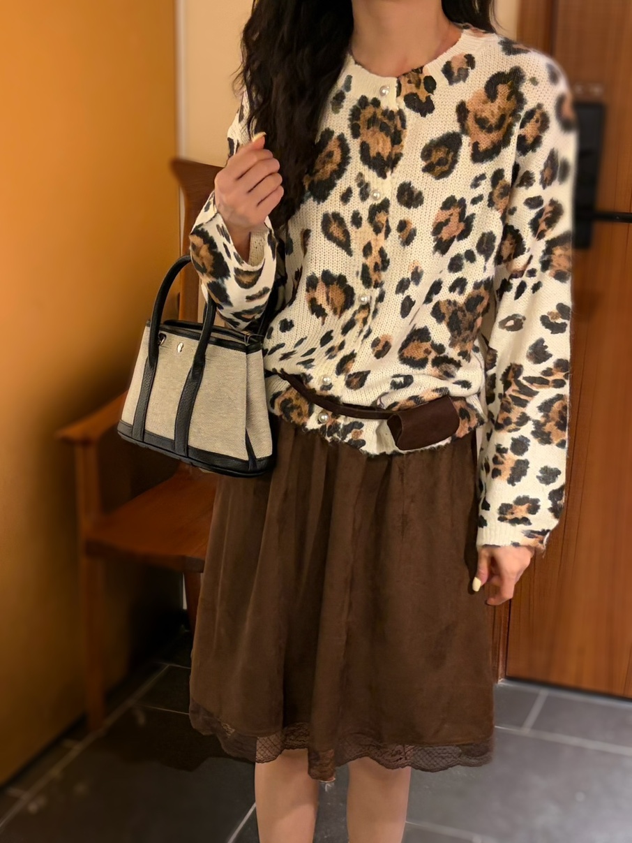OLA東大門實拍女裝新款人氣真品推薦熱賣時尚休閑開衫豹紋mellor/OLA開衫