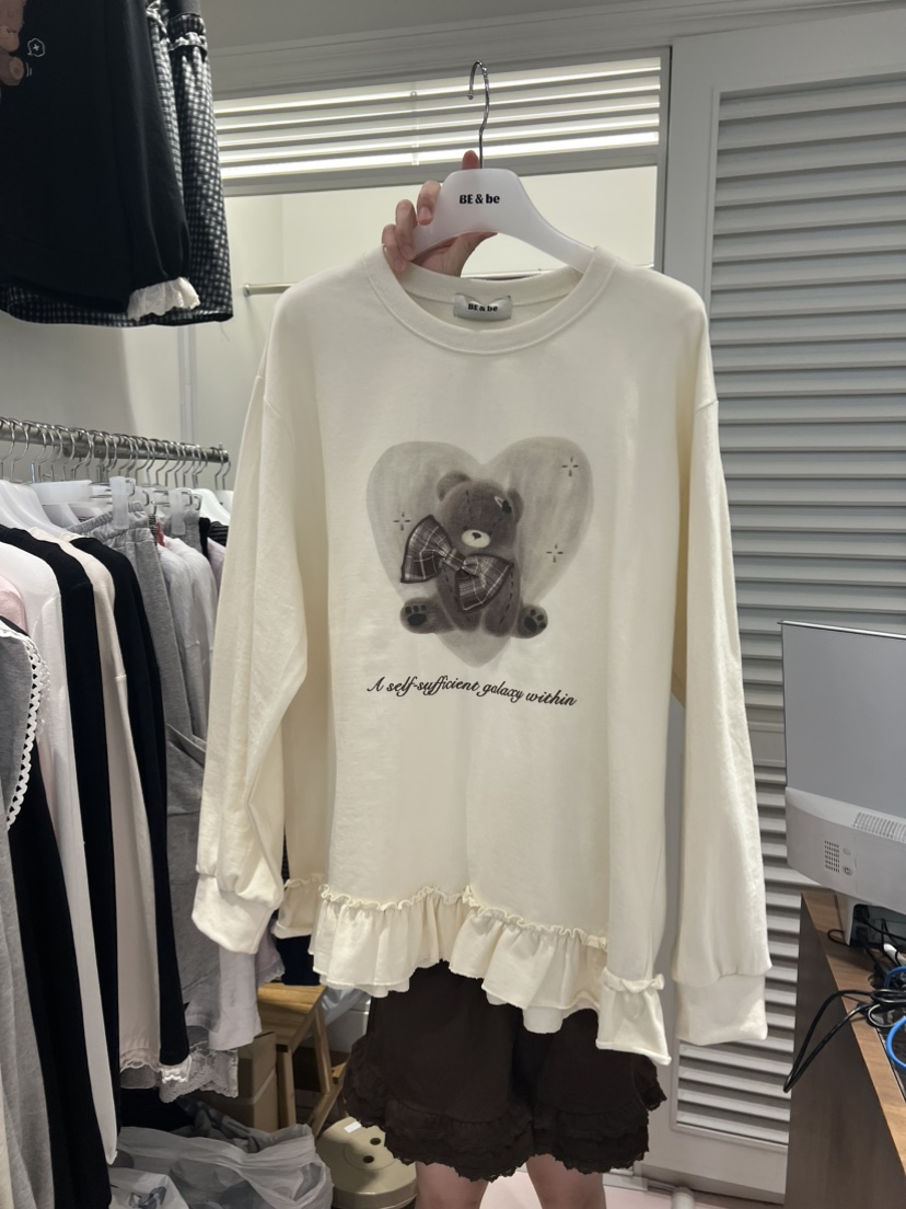BE&amp;BE韓國代購女裝新品推薦休閑時尚人氣真品衛衣格子BE&be衛衣圖色1