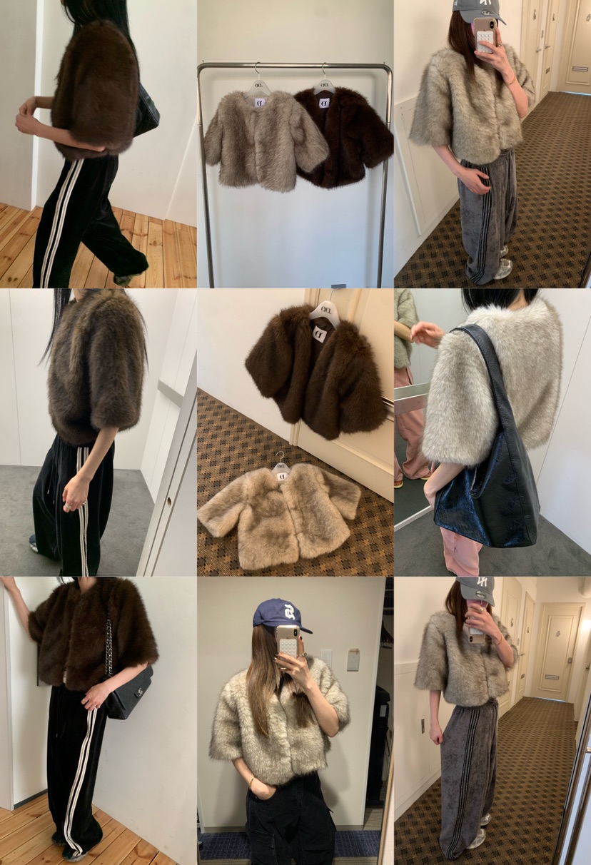 EYEL東大門代購女裝新款時尚真品推薦熱賣人氣短款大衣皮草EYEL短款大衣