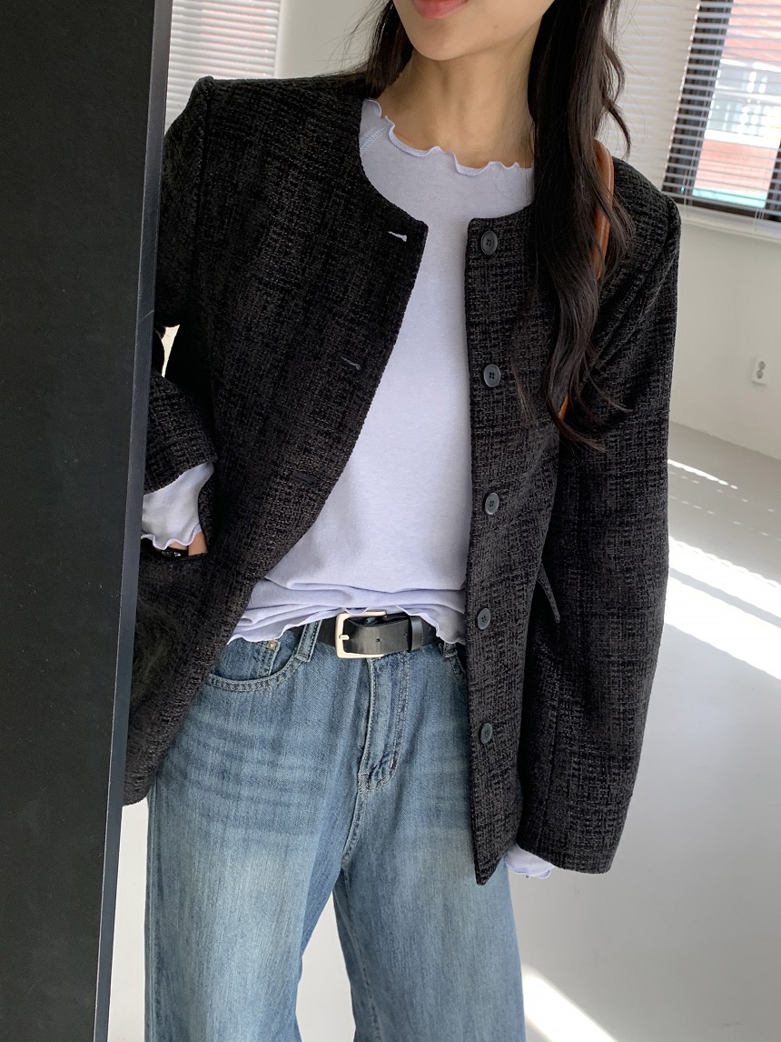 KYEM韓國直郵女士新款推薦人氣真品時尚熱賣休閑夾克粗花呢KYEM夾克