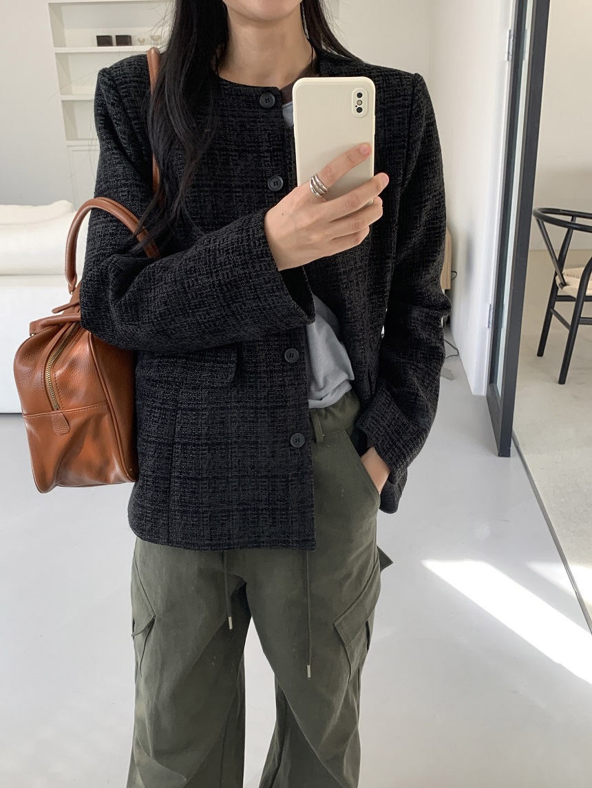 KYEM韓國直郵女士新款推薦人氣真品時尚熱賣休閑夾克粗花呢KYEM夾克