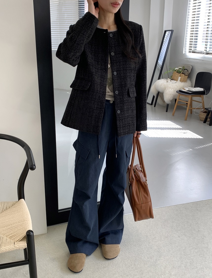 KYEM韓國直郵女士新款推薦人氣真品時尚熱賣休閑夾克粗花呢KYEM夾克