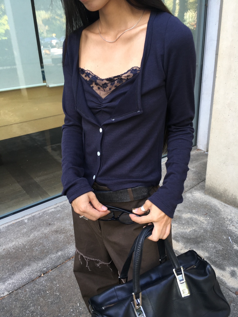 TREMA東大門代購女裝新款休閑人氣真品推薦長袖T恤褶皺層疊TREMA長袖T恤