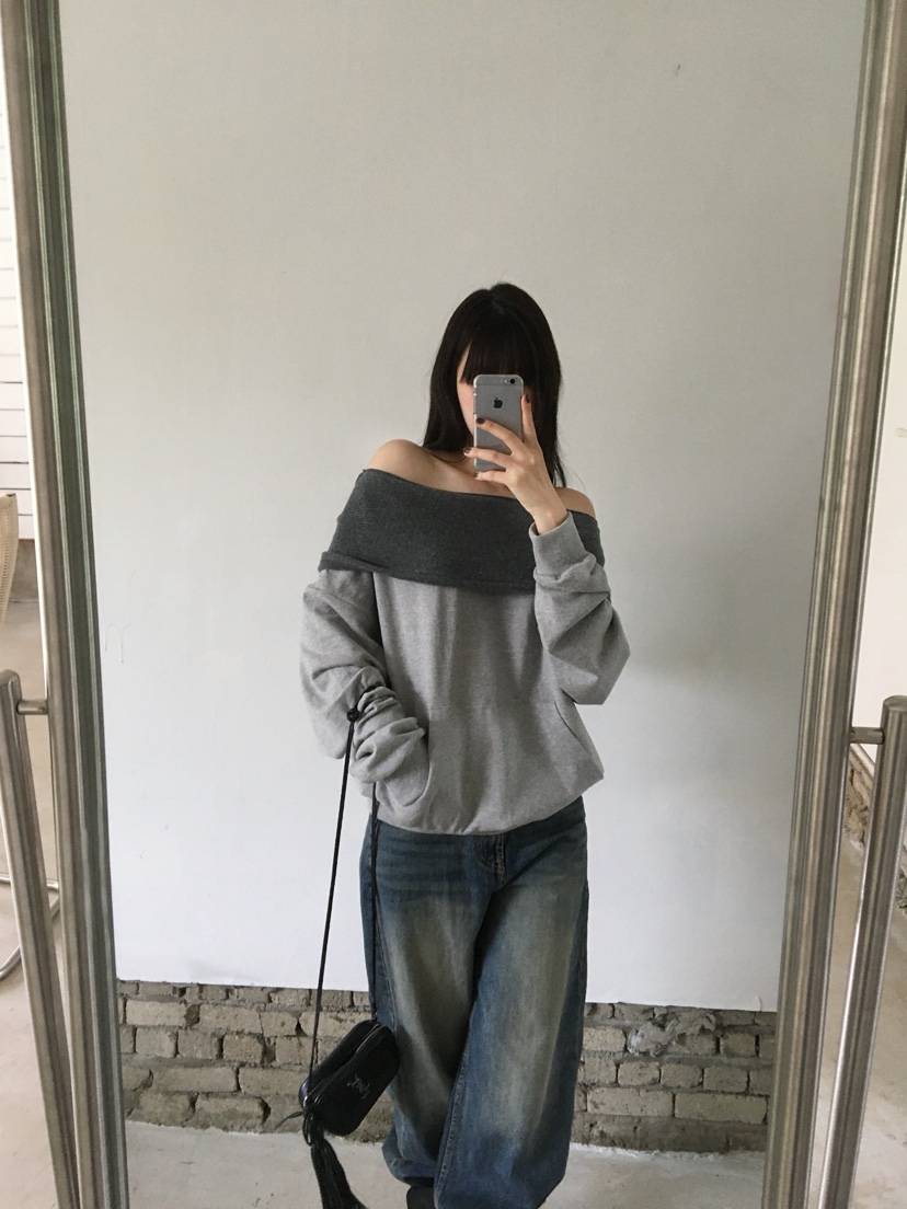 LEGACY東大門直郵女裝新款推薦時尚真品人氣衛衣露肩羅紋LEGACY衛衣