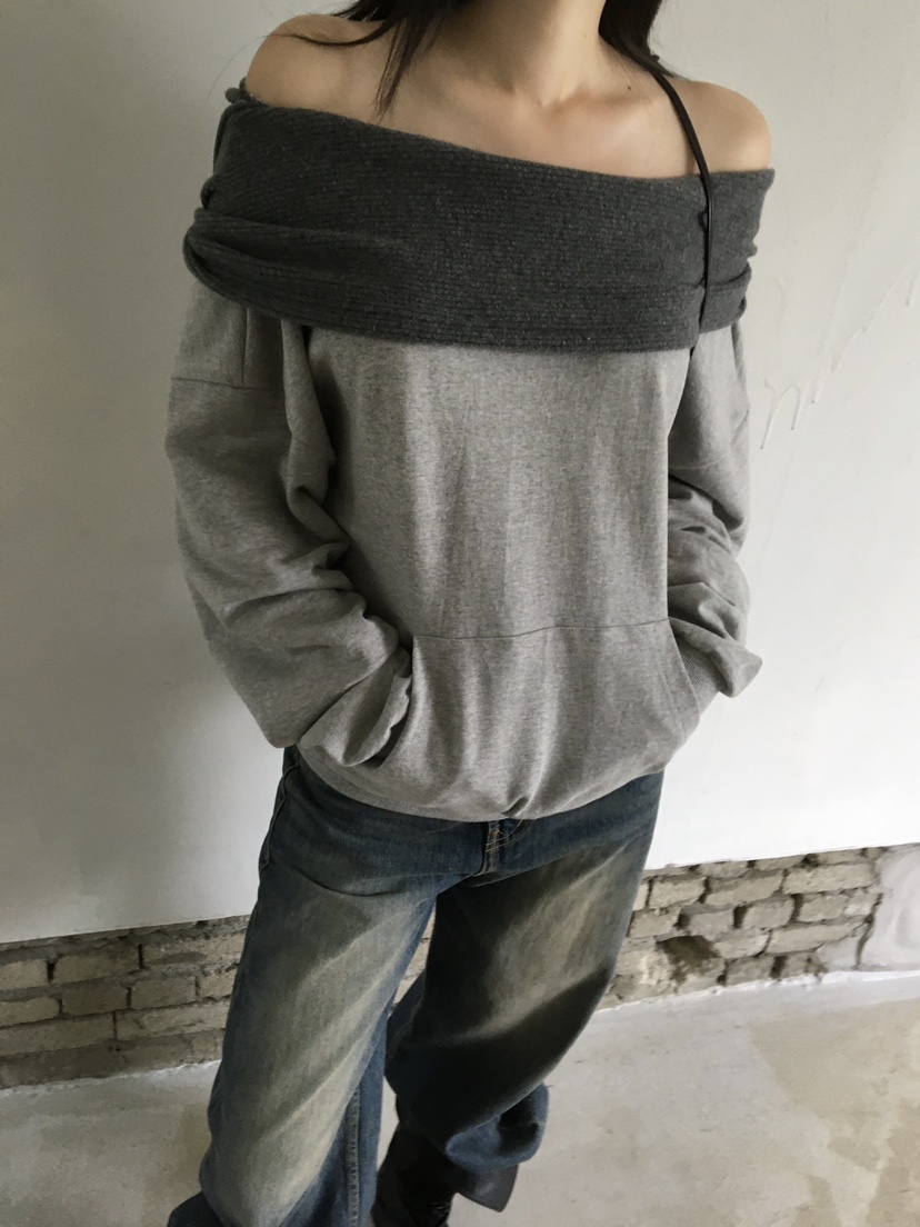 LEGACY東大門直郵女裝新款推薦時尚真品人氣衛衣露肩羅紋LEGACY衛衣