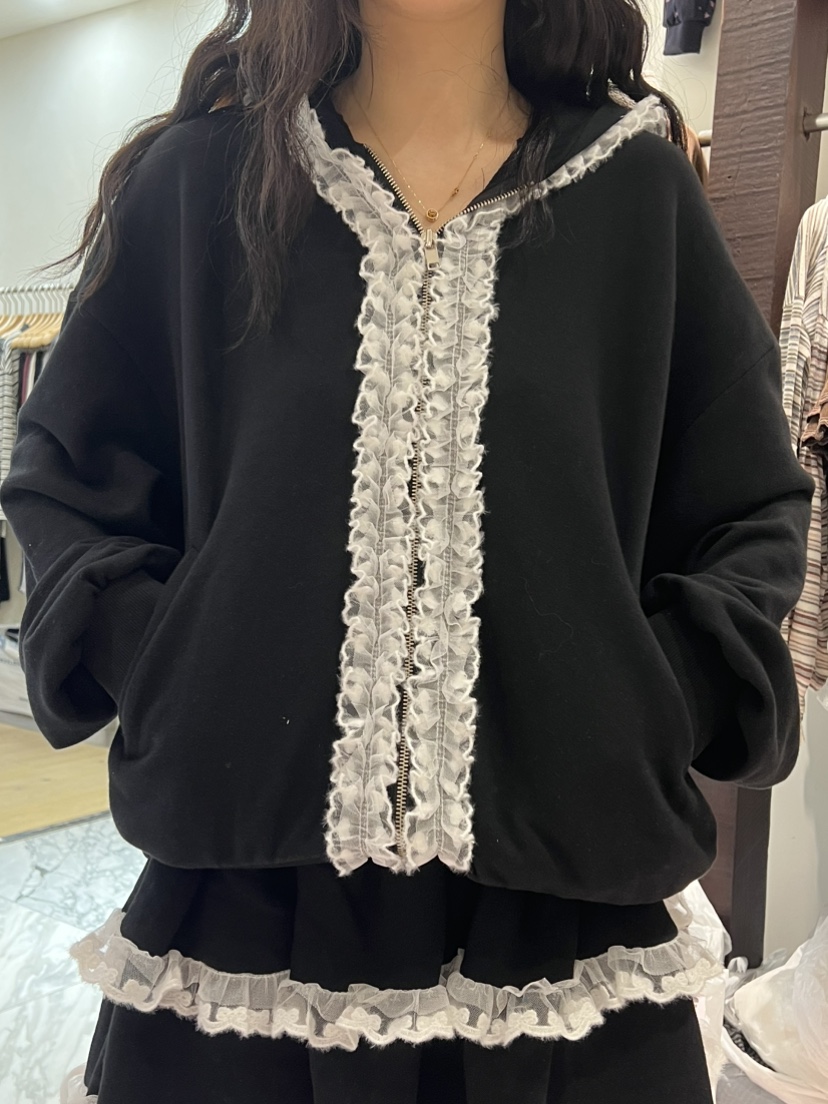BE&amp;BE東大門代購女裝新款推薦時尚衛衣拉鏈連帽衫蕾絲BE&be衛衣圖色2