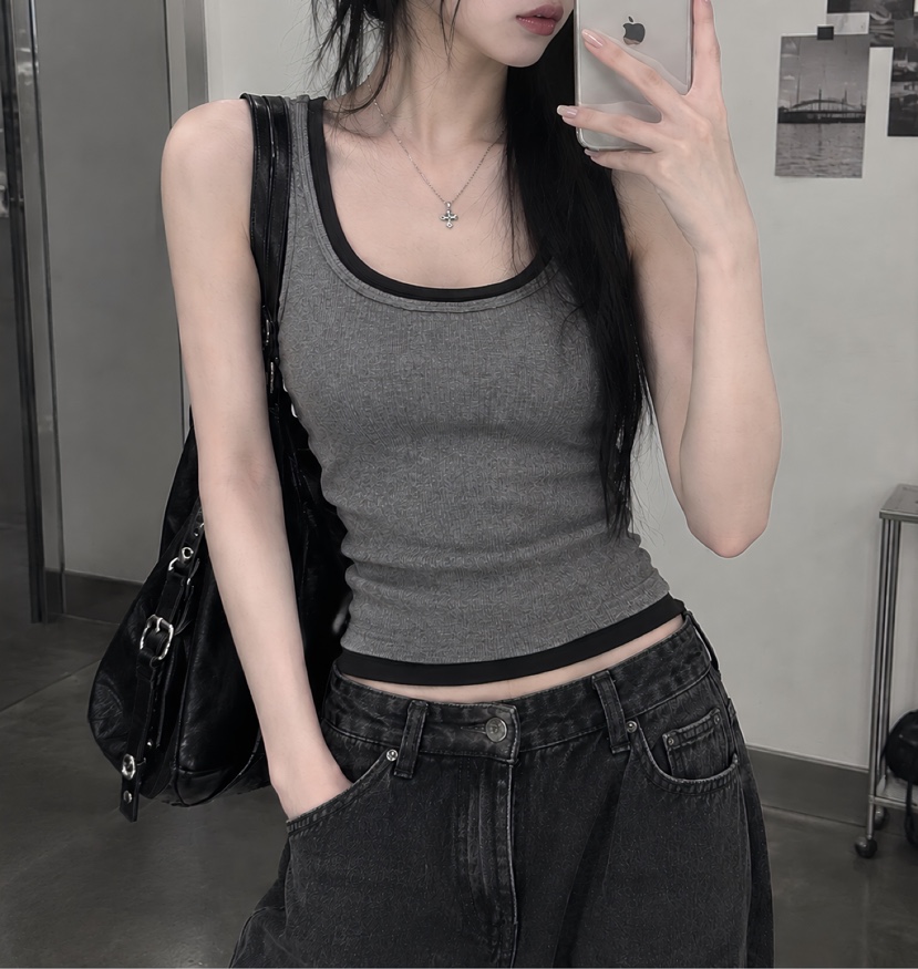 MABE東大門代購女裝新款人氣推薦熱賣休閑時尚吊帶背心羅紋MABE吊帶/背心圖色2