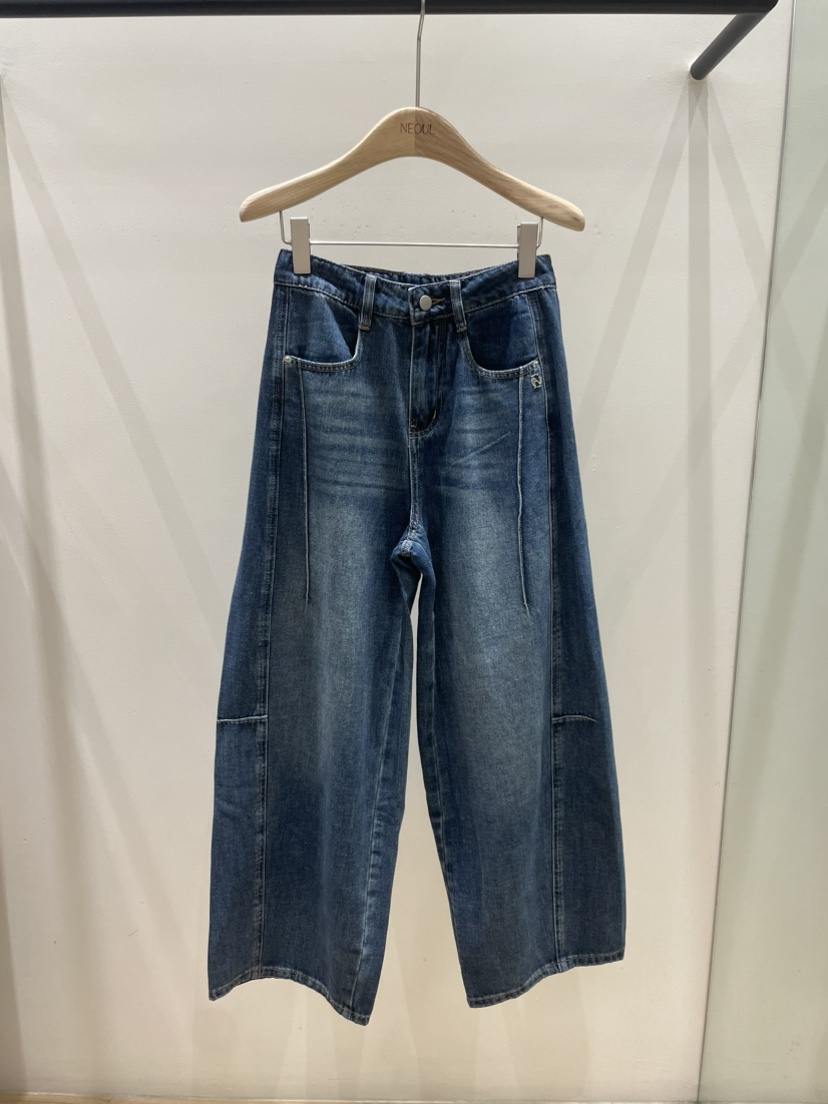 NEOUL東大門代購女裝新品真品人氣休閑時尚推薦熱賣牛仔褲NEOUL/ahin雙領標簽牛仔褲圖色1