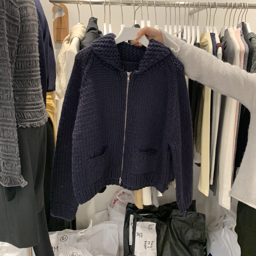 UNDERSTANDING韓國代購女士新品時尚休閑真品推薦毛衣拉鏈UNDERSTANDING毛衣圖色4深藍色